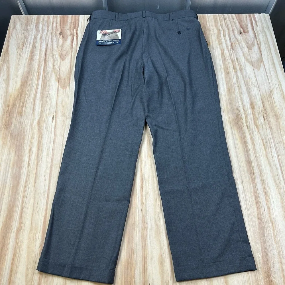 Stafford Ease NEW Mens Pants Slacks Gray Size 40x32 Wool Blend